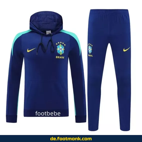Fußball Kapuzenpulli Brasil 2024/2025 Blau – Authentische Trikotkollektion für Herren, Damen & Kinder