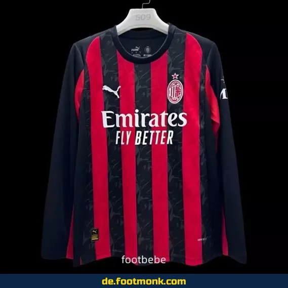 AC Milan Heimtrikot 2025/2026 Langarm – Authentisches Fußballtrikot Herren/Damen/Kinder | Günstige Vereinstrikots online kaufen | Nike/Adidas