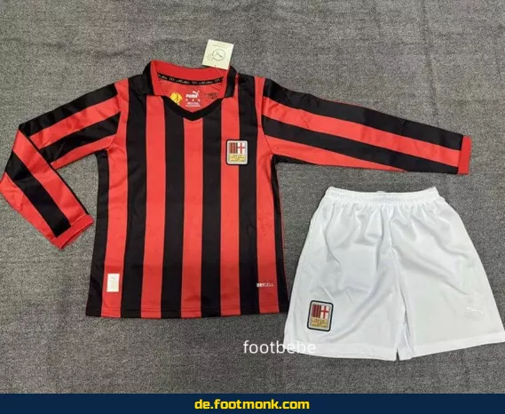 AC Milan Retro Kinder Fußballtrikot 2024 – Langarm, 125 Jahre Edition | Günstige authentische Vereinstrikots | Nike/Adidas | Personalisierbar