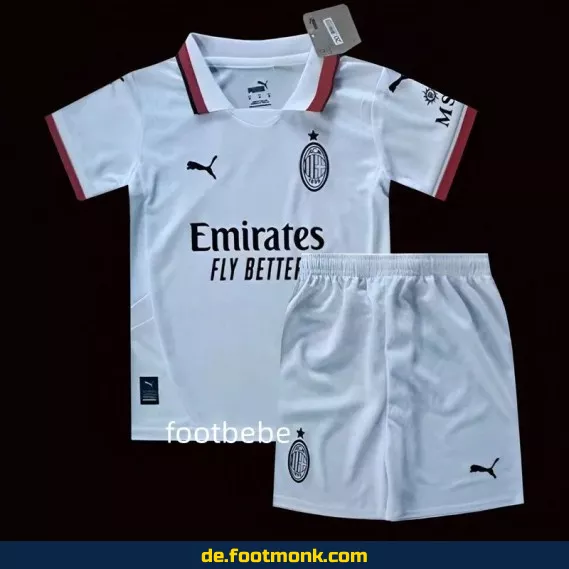 AC Milan Auswärtstrikot Kinder 2024/2025 – Weißes Fußballtrikot für Jungen & Mädchen | Günstige Vereinstrikots | Nike/Adidas