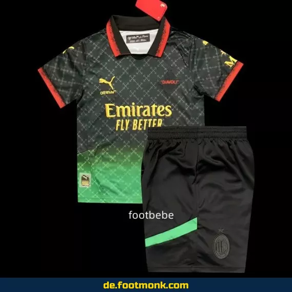 AC Milan OFFWHITE Kinder Fußballtrikot 2025/2026 – Schwarz | Günstige Fussballtrikots Online Kaufen | Authentisches Vereinstrikot | Nike Fußballtrikot für Damen & Herren