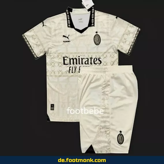 AC Milan Kinder Trikot 2023/2024 – Offizielles Vereinstrikot von PLEASURES in Weiß | Günstige Fußballtrikots für Jungen & Mädchen | Personalisierbar mit Nummer & Name