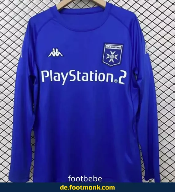 Authentisches AJ Auxerre Vintage Trikot 2003/2004 – Blaues Langarm-Fußballtrikot (Retro, Herren/Damen)