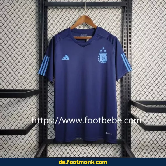 Argentinisches Fußballtrikot 2023 – 3 Sterne Pre-Match Marineblau – Herren/Damen/Kinder – Authentisches Vereinstrikot