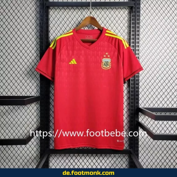 Argentinisches Torwart-Trikot 3 Sterne 2022/2023 – Rot – Fußballtrikot Herren (authentisch, Nike/Adidas, personalisierbar, Bundesliga, WM, EM)