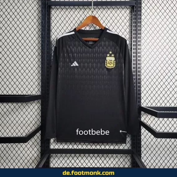 Argentinien Heimtrikot 2023/2024 Herren – Langarm, Schwarz, 3 Sterne – Authentisches Fußballtrikot