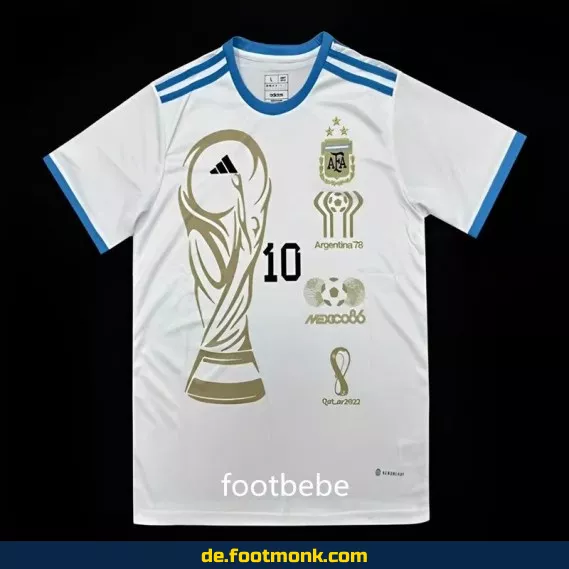 Argentinisches 3-Sterne-Fußballtrikot 2024 Weiß – Authentisches Heimtrikot mit Nummer 10 – Herren/Damen/Kinder – Fußballtrikots günstig online kaufen