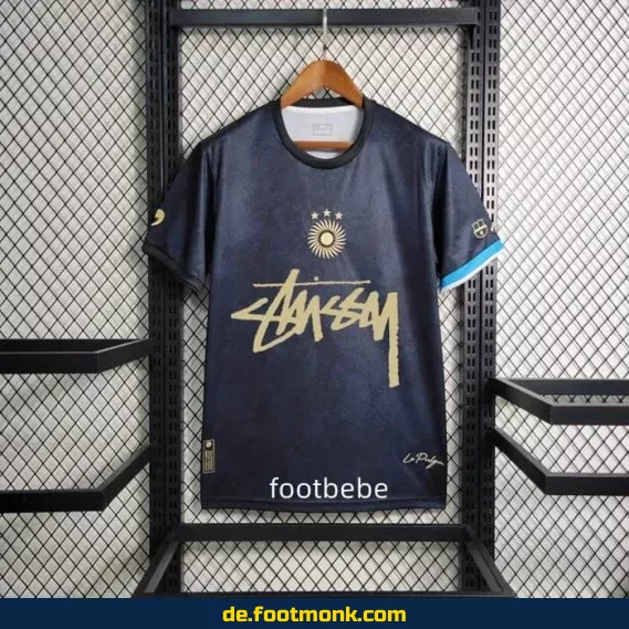 Argentinien Trikot 2024 'La Pulga' von Stussy in Schwarz – Fußballtrikot Herren/Damen – Authentisches Vereinstrikot