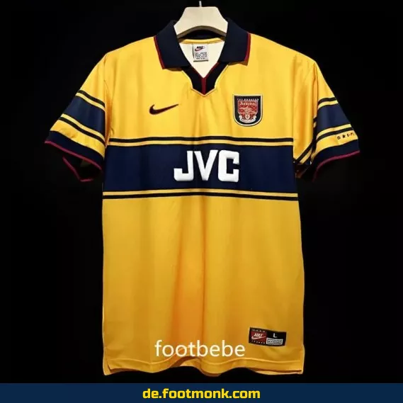 Arsenal Vintage Auswärtstrikot 1997-1999 (Gelb) – Retro Fußballtrikot Herren/Damen – Authentisches Vereinstrikot