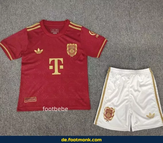 FC Bayern München Kinder Trikot 2025 – 125 Jahre Jubiläum – Rot – Günstige Fußballtrikots online kaufen – Authentisches Vereinstrikot für Kinder – Fussballtrikot mit personalisierbarer Nummer
