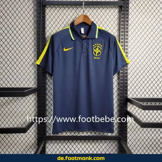 Brasilien Fußballtrikot 2023/2024 – Marineblaues Polo-Trikot für Herren – Authentisches WM-Trikot