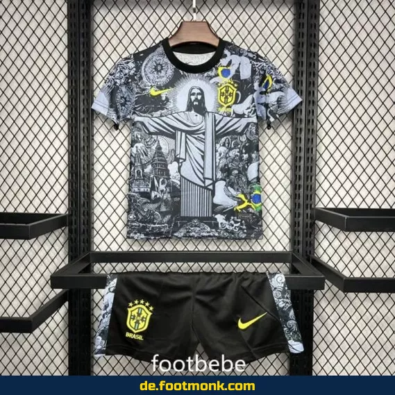 Brasilien Kinder Fußballtrikot 2024/2025 – Christus-Erlöser in Grau | Günstige Fussballtrikots online kaufen