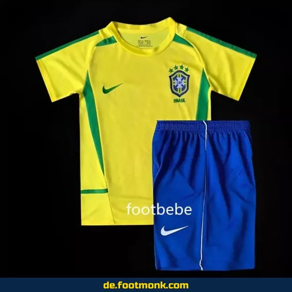 Vintage Brasilien Kinder Fußballtrikot 2002 Heim – Günstige Retro Fussballtrikots für Kinder
