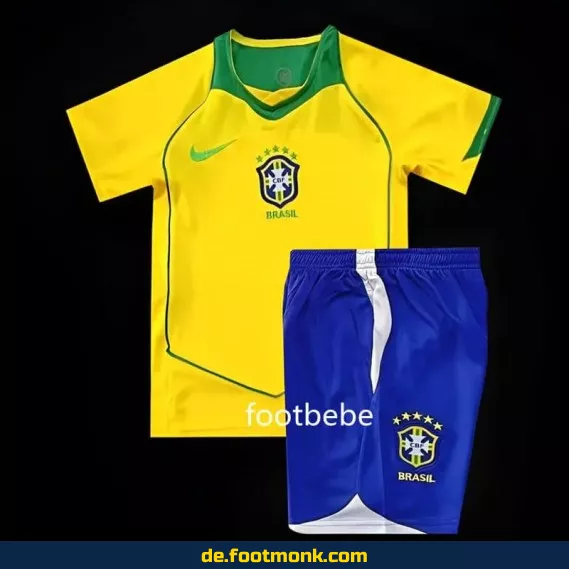 Vintage Brasilien Kinder Fußballtrikot 2004 Heim – Retro Fussballtrikots für Kinder, Authentische Vereinstrikots, Günstige Fußballtrikots Online Kaufen