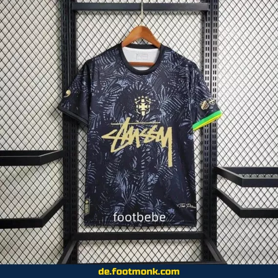 Stussy Brasilien La Pulga Fußballtrikot 2024 - Schwarz | Authentisches Herren Trikot | Günstige Fussballtrikots online kaufen