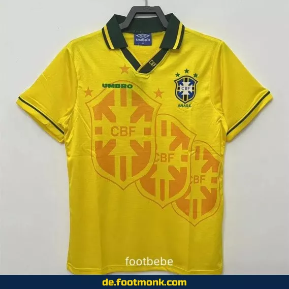 Brasilien Vintage Fußballtrikot 1994 Heim – Retro Fussballtrikot Herren/Damen/Kinder, Authentisches WM-Trikot, Nike/Adidas