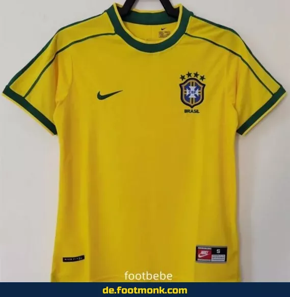 Brasilien Vintage Fußballtrikot 1998 Heim - Retro Fussballtrikot Herren/Damen/Kinder - Authentisches WM Trikot - Günstige Fußballtrikots online kaufen