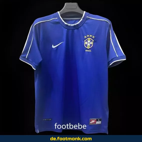 Brasilien Vintage Fußballtrikot 1998 Auswärts Blau – Retro Herren Damen Kinder – Authentisches WM-Trikot