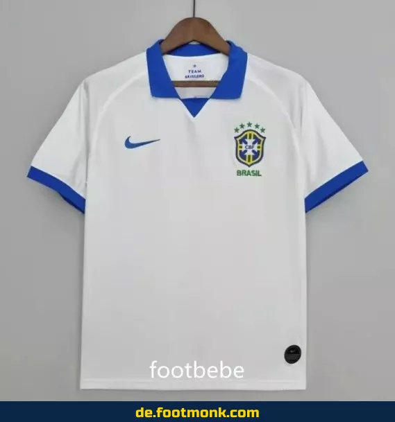 Brasilien Vintage Fußballtrikot 2019 - Weißes Auswärtstrikot | Retro Fussballtrikot | Authentisches WM Trikot | Herren & Damen