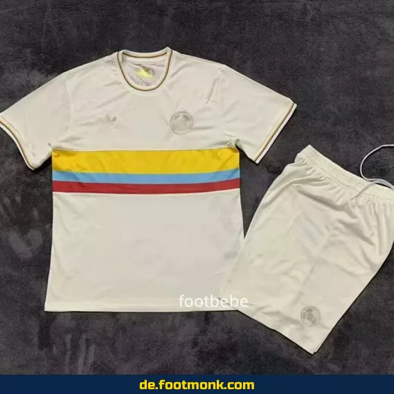 Kolumbien Kinder Fußballtrikot 2024/2025 – 100 Jahre Weiß – Günstige Fussballtrikots für Jungen & Mädchen