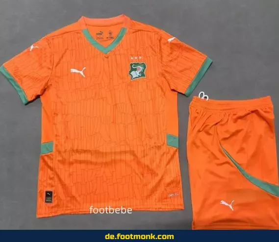 Kinder Fußballtrikot Elfenbeinküste 2025 orange – Günstige Fussballtrikots online kaufen