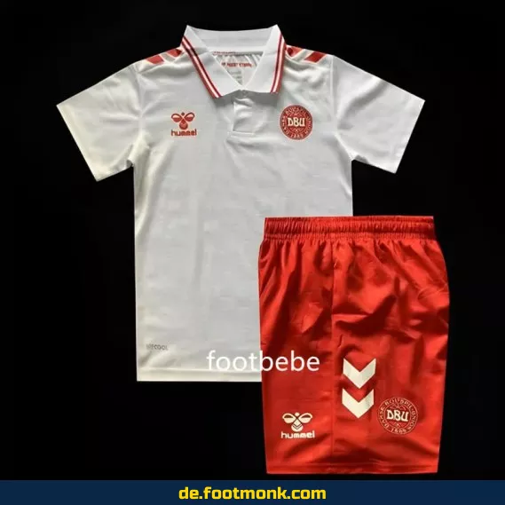 Fußballtrikot Dänemark Kinder 2024/2025 Auswärts Weiß – Günstige Kinder Fußballtrikots online kaufen