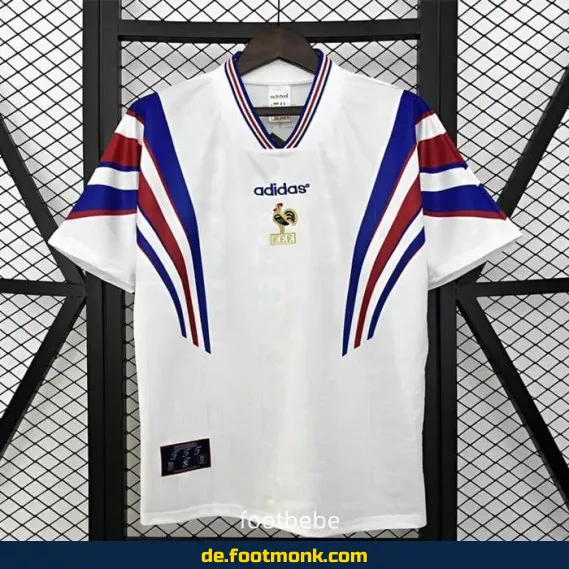 Frankreich Vintage Fußballtrikot 1996 Auswärts - Weiß | Retro Fussballtrikot | Authentisches Trikot | Herren Damen Kinder | Fußball WM EM Trikot | Nike Adidas | Günstig Kaufen