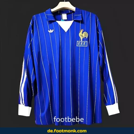 Frankreich Vintage Fußballtrikot 1980-1982 Heim Herren Langarm – Retro Fussballtrikot