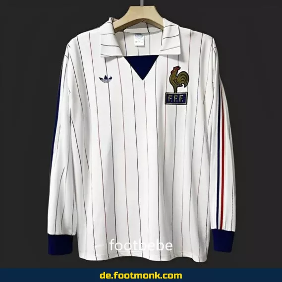 Vintage Frankreich Fußballtrikot 1980-1982 Auswärts Langarm – Retro Fussballtrikot Herren