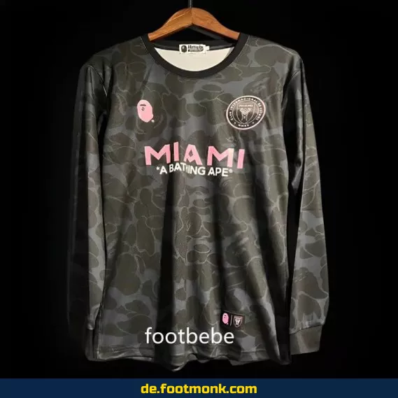 Inter Miami x BAPE Langarm Fußballtrikot 2023/2024 – Schwarz | Authentisches Vereinstrikot für Herren | Fußballtrikots günstig online kaufen | Nike/Adidas Alternative | Personalisierbar mit Nummer & Name