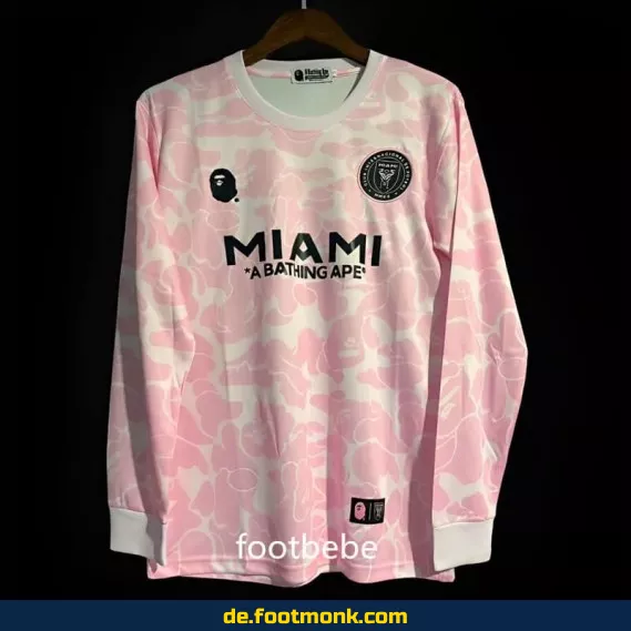 Inter Miami x BAPE Langarm-Fußballtrikot 2023/2024 (Rosa) – Authentisches Vereinstrikot für Herren