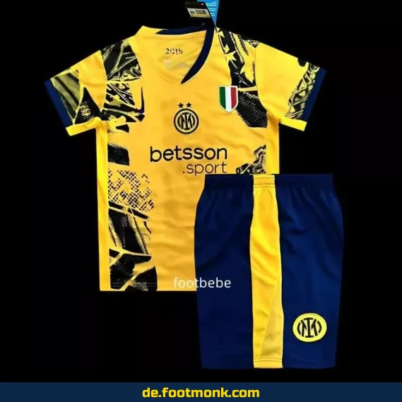 Inter Milan Kinder Auswärtstrikot 2024/2025 – Gelb | Günstige Fussballtrikots | Authentische Vereinstrikots | Nike Fußballtrikot