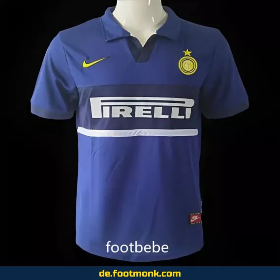 Inter Milan Vintage Trikot 1998/99 – Drittes Trikot in Blau | Retro Fußballtrikot | Authentisches Vereinstrikot | Herren Damen Kinder | Fussballtrikots günstig kaufen