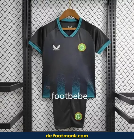 Irlande Kinder Fußballtrikot 2024 Third Schwarz – Günstige Fussballtrikots für Kinder