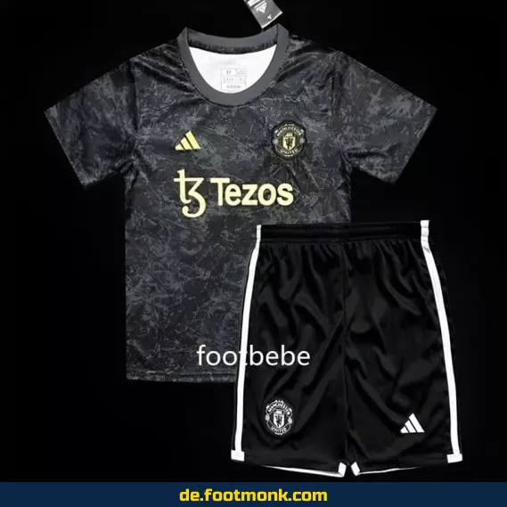 Manchester United Kinder Fußballtrikot 2024/2025 – Stone Roses Edition (schwarz) | Günstige Fussballtrikots online kaufen | Authentische Vereinstrikots für Kinder | Nike/Adidas Trikotkollektion
