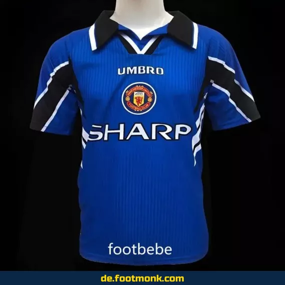 Vintage Manchester United Auswärtstrikot 1996/97 - Blaues Retro-Fußballtrikot | Authentisches Vereinstrikot für Herren, Damen & Kinder | Günstige Fussballtrikots online kaufen