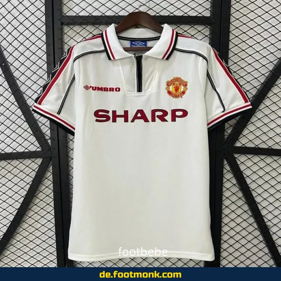 Manchester United Vintage Trikot 1998/99 – Weißes Retro Fußballtrikot | Herren Damen Kinder | Authentisches Vereinstrikot | Nike Adidas | Fussballtrikots günstig kaufen