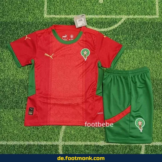 Marokko Kinder Heimtrikot 2024/2025 – Rot | Günstige Fußballtrikots für Kinder | Fussballtrikots online kaufen