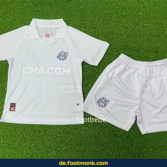 Olympique Marseille Kinder Trikot 2024/2025 – 125 Jahre Jubiläum – Weiß | Günstige Fußballtrikots für Kinder | Authentisches Vereinstrikot | Personalisierbar