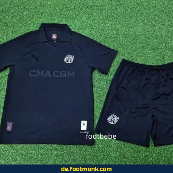 Olympique Marseille Kinder Fußballtrikot 2024/2025 – 125 Jahre Jubiläumsedition in Schwarz | Günstige Fussballtrikots für Kinder | Authentisches Vereinstrikot