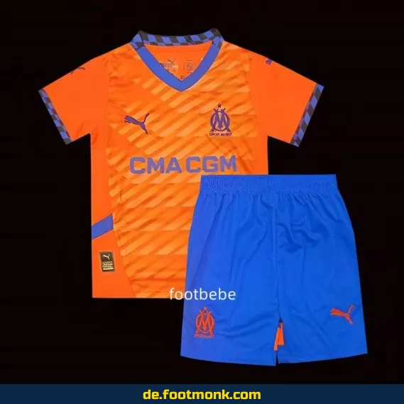 Olympique Marseille Kinder Trikot 2024/2025 Drittes Trikot Orange – Günstige Fußballtrikots für Kinder online kaufen