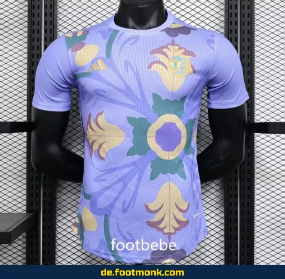 Algerien Heimtrikot 2023/2024 – Lila Blumen-Design – Fußballtrikot Herren/Damen/Kinder – Authentisches Vereinstrikot