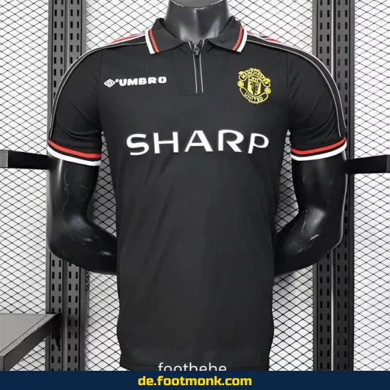 Manchester United Vintage Trikot 1998/99 - Retro Fußballtrikot Herren/Damen (Schwarz) - Authentisches Vereinstrikot von Nike