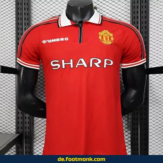 Vintage Manchester United Trikot 1998/1999 – Rot | Retro Fußballtrikot Herren/Damen | Authentisches Vereinstrikot | Nike/Adidas | Fussballtrikots günstig kaufen