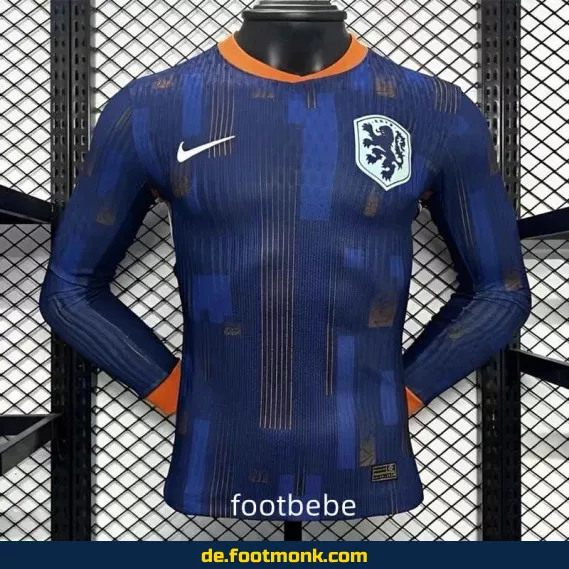 NL Auswärtstrikot 2024 Langarm – Offizielles Niederlande Fußballtrikot Herren/Damen/Kinder – Günstige Fussballtrikots Online Kaufen