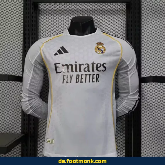 Real Madrid Heimtrikot 2025/2026 Langarm – Authentisches Fußballtrikot Herren/Damen/Kinder | Fussballtrikots günstig online kaufen