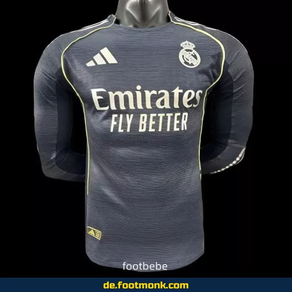 Real Madrid Auswärtstrikot 2025/2026 – Langarm – Authentisches Fußballtrikot Herren/Damen/Kinder – Nike/Adidas Vereinstrikot – Jetzt günstig online kaufen