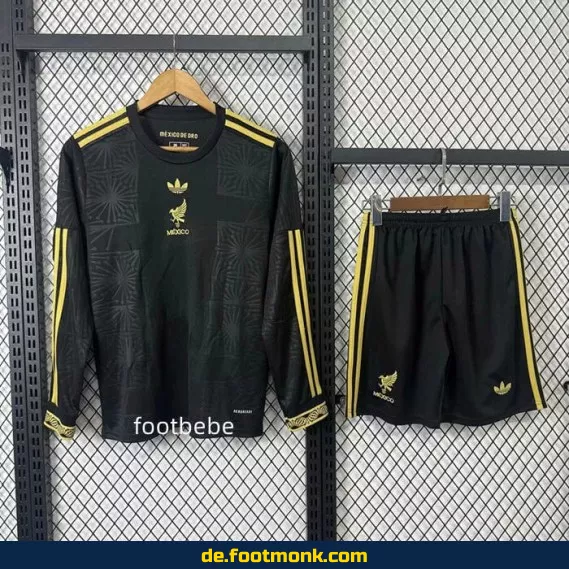 Mexiko Kinder Fußballtrikot 2025/2026 Langarm – Schwarz | Günstige Fussballtrikots Online Kaufen