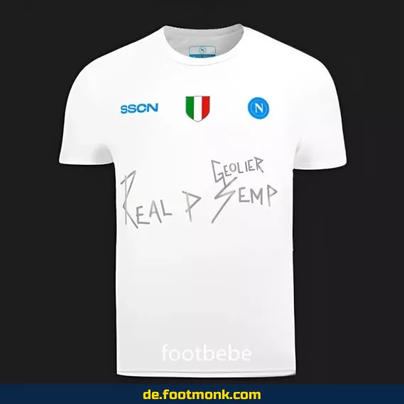 Napoli x Geolier 2024 Spezialedition weißes Fußballtrikot – Limitierte Kollektion | Authentisches Vereinstrikot für Herren