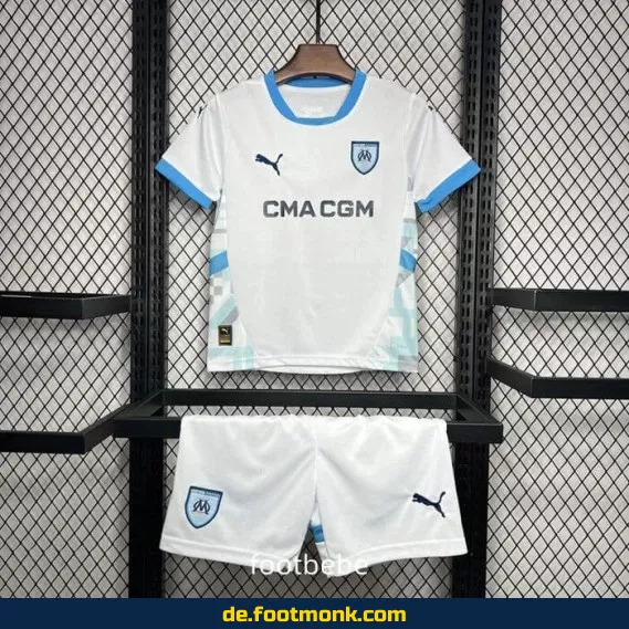 Olympique Marseille Kinder Fußballtrikot 2024/2025 – Weiß | Günstige Fussballtrikots Online Kaufen | Authentische Vereinstrikots für Kinder